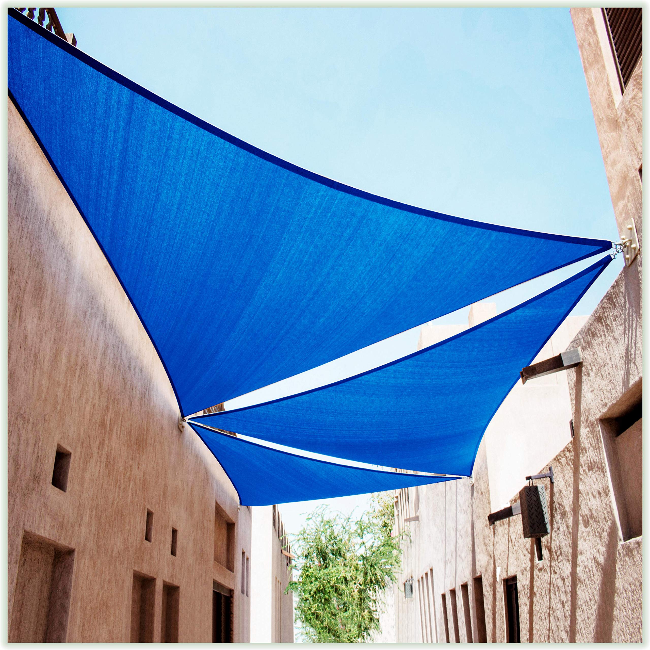 Colourtree 10' X 10' X 14' Blue Sun Shade Sail Right Triangle Canopy Fabric Cloth Screen Taprt10, Water Permeable & Uv Block Upf